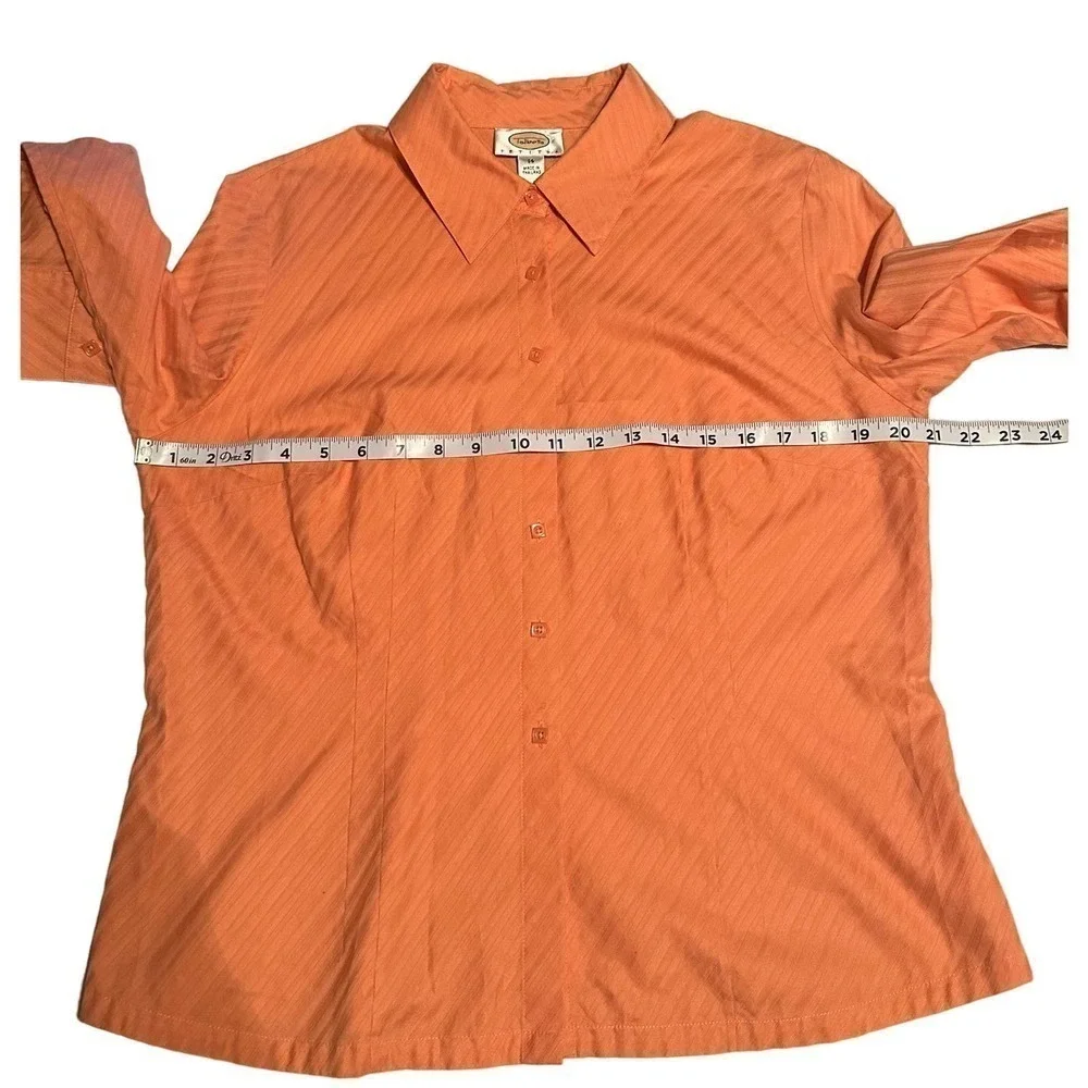 Talbots Petites Peachy Orange Long Sleeve Button Down Shirt Size 14 - Picture 5 of 8